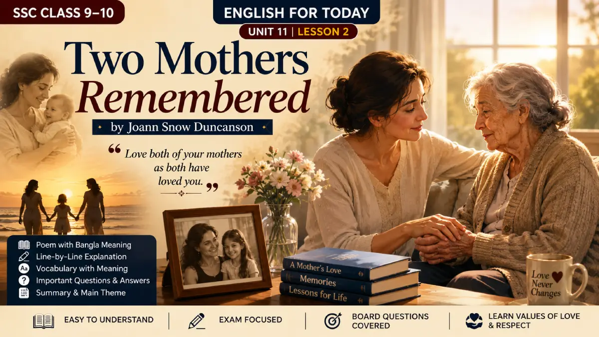 Two Mothers Remembered Question Answer & Summary | SSC Class 9–10